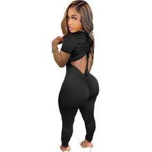 Load image into Gallery viewer, IslandGirl Drawstring Backless Pleated Jumpsuits Sexy V Neck Short Sleeve Casual Romper
