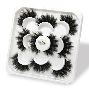 5 Pairs 25mm 3D Mink Lashes Bulk Volume Fluffy Natural False Eyelashes Thick Dramatic Mink Eyelashes