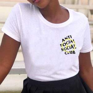 Anti Social Social Club Inspired Letter Print T-shirt Crew Neck Short Sleeve Short Top For Women Casual Fashion Tees