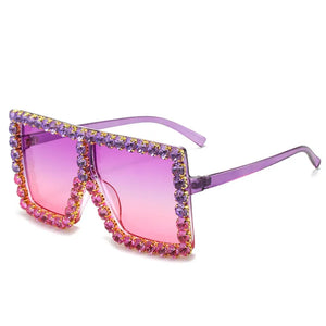 Sunglasses Women Oversized Square Diamond Fashion Rhinestone Sun Glasses Lady Luxury Brand Designer Eyewear UV400 Unisex