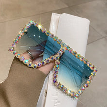 Load image into Gallery viewer, Sunglasses Women Oversized Square Diamond Fashion Rhinestone Sun Glasses Lady Luxury Brand Designer Eyewear UV400 Unisex
