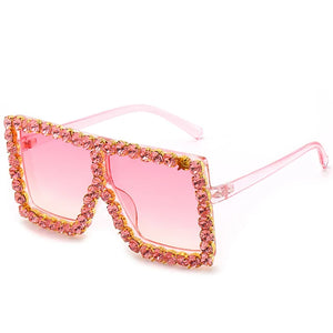 Sunglasses Women Oversized Square Diamond Fashion Rhinestone Sun Glasses Lady Luxury Brand Designer Eyewear UV400 Unisex