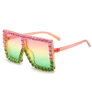 Sunglasses Women Oversized Square Diamond Fashion Rhinestone Sun Glasses Lady Luxury Brand Designer Eyewear UV400 Unisex