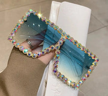 Load image into Gallery viewer, Sunglasses Women Oversized Square Diamond Fashion Rhinestone Sun Glasses Lady Luxury Brand Designer Eyewear UV400 Unisex
