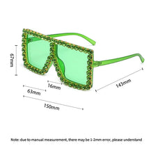 Load image into Gallery viewer, Sunglasses Women Oversized Square Diamond Fashion Rhinestone Sun Glasses Lady Luxury Brand Designer Eyewear UV400 Unisex
