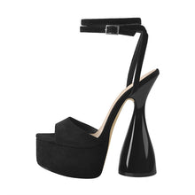 Load image into Gallery viewer, Women Peep Toe Black Platform Ankle Strap High Heel Shoes Party Dress Sexy Platform Sandals
