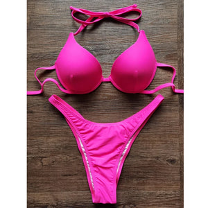 Biquinis 2024 Sexy Girl Brazilian Beachwear Push Up Bikinis Set Women Underwire Swimwear Female High Cut Swimsuits