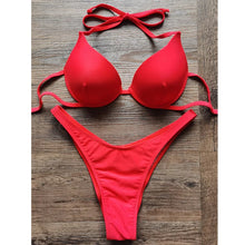 Load image into Gallery viewer, Biquinis 2024 Sexy Girl Brazilian Beachwear Push Up Bikinis Set Women Underwire Swimwear Female High Cut Swimsuits
