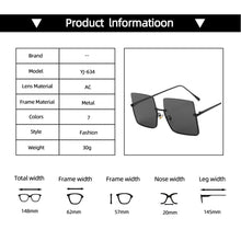 Load image into Gallery viewer, Metal Semi-rimless Sunglasses Retro Oversized Square Sun Glasses Fashion Half Metal Frame Streetwear Eyewear
