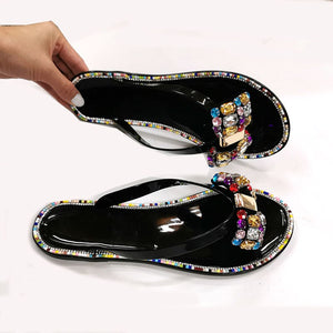 Crystal Flip-Flops Big Diamond Lady Slippers