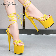 Load image into Gallery viewer, Tie Up Ankle Stiletto Platform High Heels
