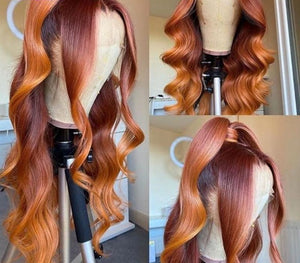 Peruvian Transparent Ombre or Natural Colored Human Hair Body Wave Lace Front Wig