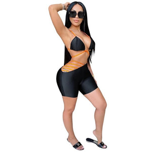 Orange Lines Bikini Swimsuit Sets