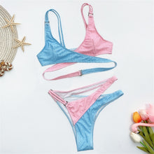 Load image into Gallery viewer, Bandage Stitching Color Swimwear Two Piece Bathing Suit
