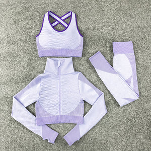 Seamless Knitting Yoga Suit Sexy Hip Lifting Fitness Three Piece Suit