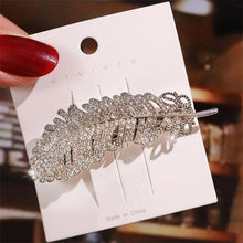 Load image into Gallery viewer, Fashion Crystal Leaf Feather Elegant Barrettes Hair Clip Hairgrips Hair Pin Accessories Rhinestone
