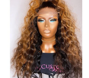 Highlight Blonde Curly Brown Brazilian Lace Front Wig