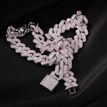 Load image into Gallery viewer, Bling Chains Jewelry 13mm Iced Out Diamond Cuban Link Tennis Chain Luxury Designer Necklace Hiphop Miami Pink
