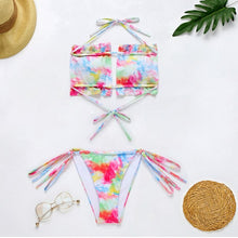 Load image into Gallery viewer, Sexy Tie-dyed Bikini Bandeau Bathing Suit Side Swimwear Triangle Suit Swimsuit Sexy Thong
