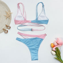 Load image into Gallery viewer, Bandage Stitching Color Swimwear Two Piece Bathing Suit
