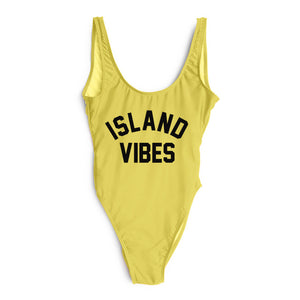 ISLAND VIBES Print High Cut Low Back Bathing Suits