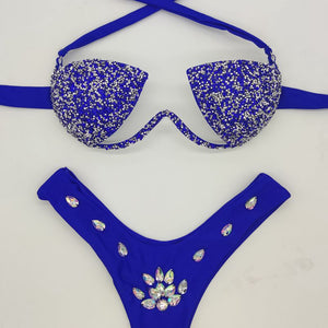 Glitter Bra Rhinestone Bikini Set