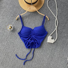 Load image into Gallery viewer, IslandGirl Spaghetti strap built in bra solid color crop tops
