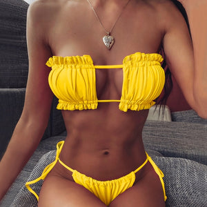 Pleated Bikini Push Up Swimsuit