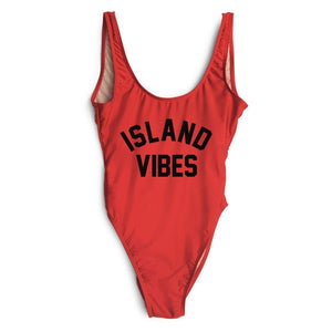 ISLAND VIBES Print High Cut Low Back Bathing Suits