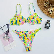 Load image into Gallery viewer, Bikini Sexy Backless Lace-Up Swimsuit Multicolor Printed Swimwear
