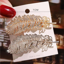 Load image into Gallery viewer, Fashion Crystal Leaf Feather Elegant Barrettes Hair Clip Hairgrips Hair Pin Accessories Rhinestone
