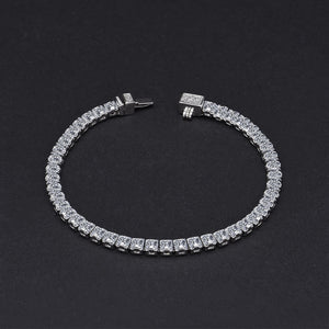 100% Solid 925 Sterling Silver 3*3MM Simulate Moissanite Gemstone Bracelets