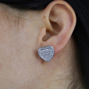 Iced Out Bling Cubic Zircoina Round Heart Shaped Earrings