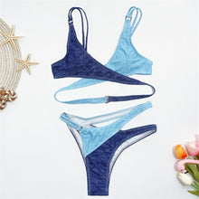 Load image into Gallery viewer, Bandage Stitching Color Swimwear Two Piece Bathing Suit
