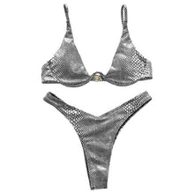 Load image into Gallery viewer, Brazilian Holographic Shiny Metallic Swimsuit Push Up Triangle
