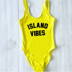 ISLAND VIBES Print High Cut Low Back Bathing Suits