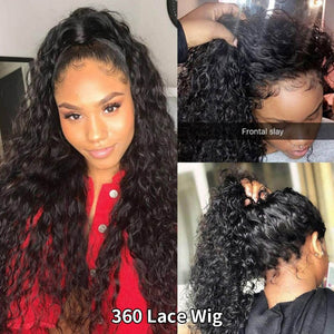 360 Lace Frontal Water Wave Deep Curly Virgin Brazilian Wig