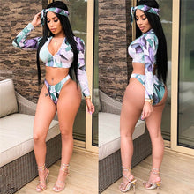 Load image into Gallery viewer, Flower Longsleeve 2 Piece Bikini Set
