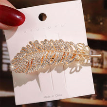 Load image into Gallery viewer, Fashion Crystal Leaf Feather Elegant Barrettes Hair Clip Hairgrips Hair Pin Accessories Rhinestone
