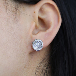 Iced Out Bling Cubic Zircoina Round Heart Shaped Earrings