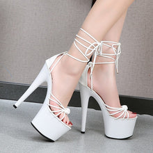 Load image into Gallery viewer, Tie Up Ankle Stiletto Platform High Heels
