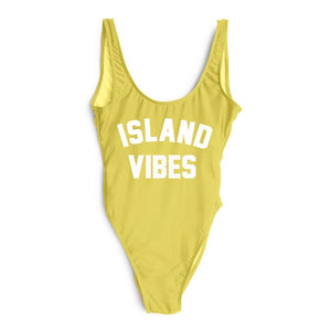 ISLAND VIBES Print High Cut Low Back Bathing Suits