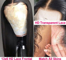 Load image into Gallery viewer, 30 Inch Straight Transparent Lace Frontal Human Hair Bone Straight Wig
