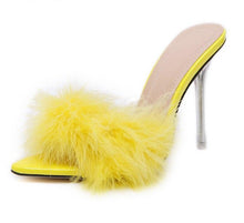 Load image into Gallery viewer, Furry Fashion Party Shoes Crystal High Heel Transparent Pumps
