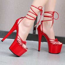 Load image into Gallery viewer, Tie Up Ankle Stiletto Platform High Heels
