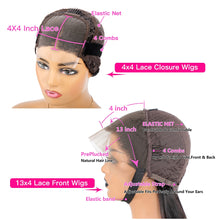 Load image into Gallery viewer, 360, 13x4, 4x4 Lace Front Virgin Human Hair Wigs 28 30 Inch Straight Glueless Frontal 180% Density
