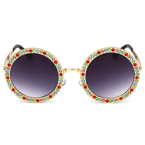 Cat eye round metal-studded trend sunglasses