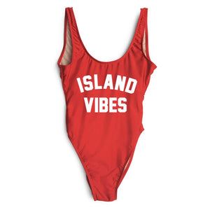 ISLAND VIBES Print High Cut Low Back Bathing Suits