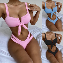 Load image into Gallery viewer, Beach Swimsuit Bath Bikini Bowknot Solid Bathing Suit
