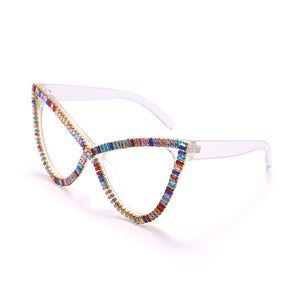 New Diamond Cat Eye Sunglasses Classic Retro Luxury Rhinestone Glasses Eyeglasses Eyewear UV400